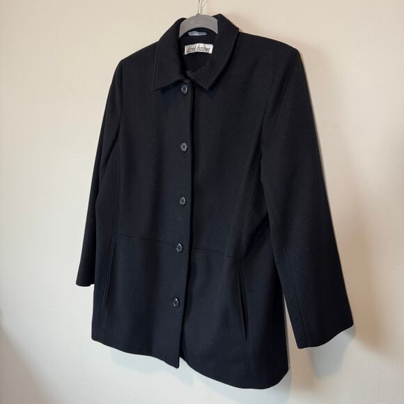 Alfred Dunner Wool Pea Coat 16 EUC Y2K 90s Classic Grandmacore Old Money Black - Picture 7 of 15